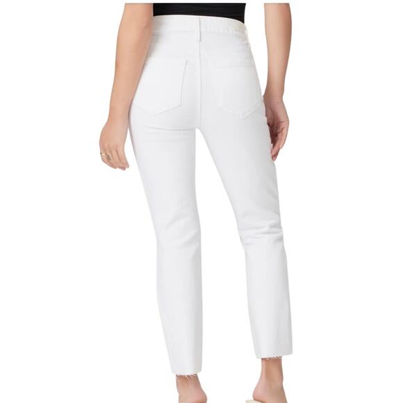 Paige Cindy Crop Denim Jeans Raw Hem Comfort Stretch Straight Fit  Mid Rise 27 - Picture 2 of 12